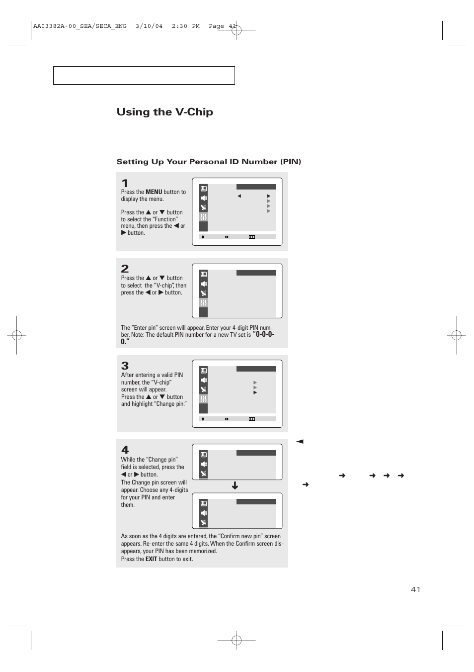 Using the v-chip | Samsung TXP2028X-XAC User Manual | Page 41 / 52