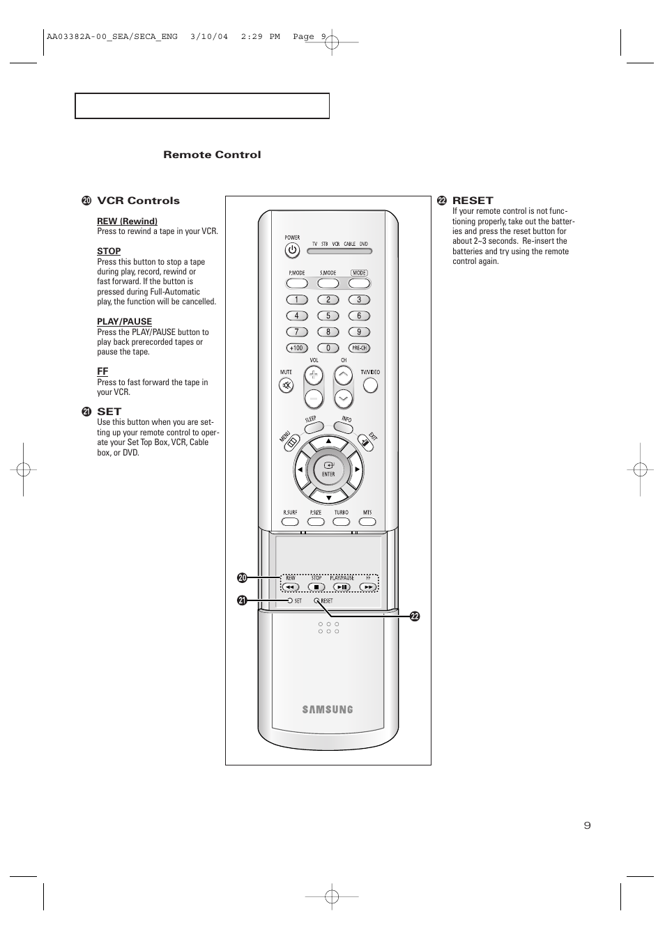 Samsung TXP2028X-XAC User Manual | Page 9 / 52