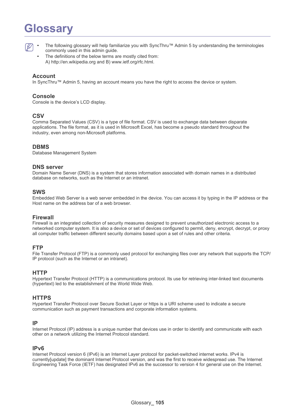Glossary, Glossary/105 | Samsung ML-3471ND-XAR User Manual | Page 105 / 111