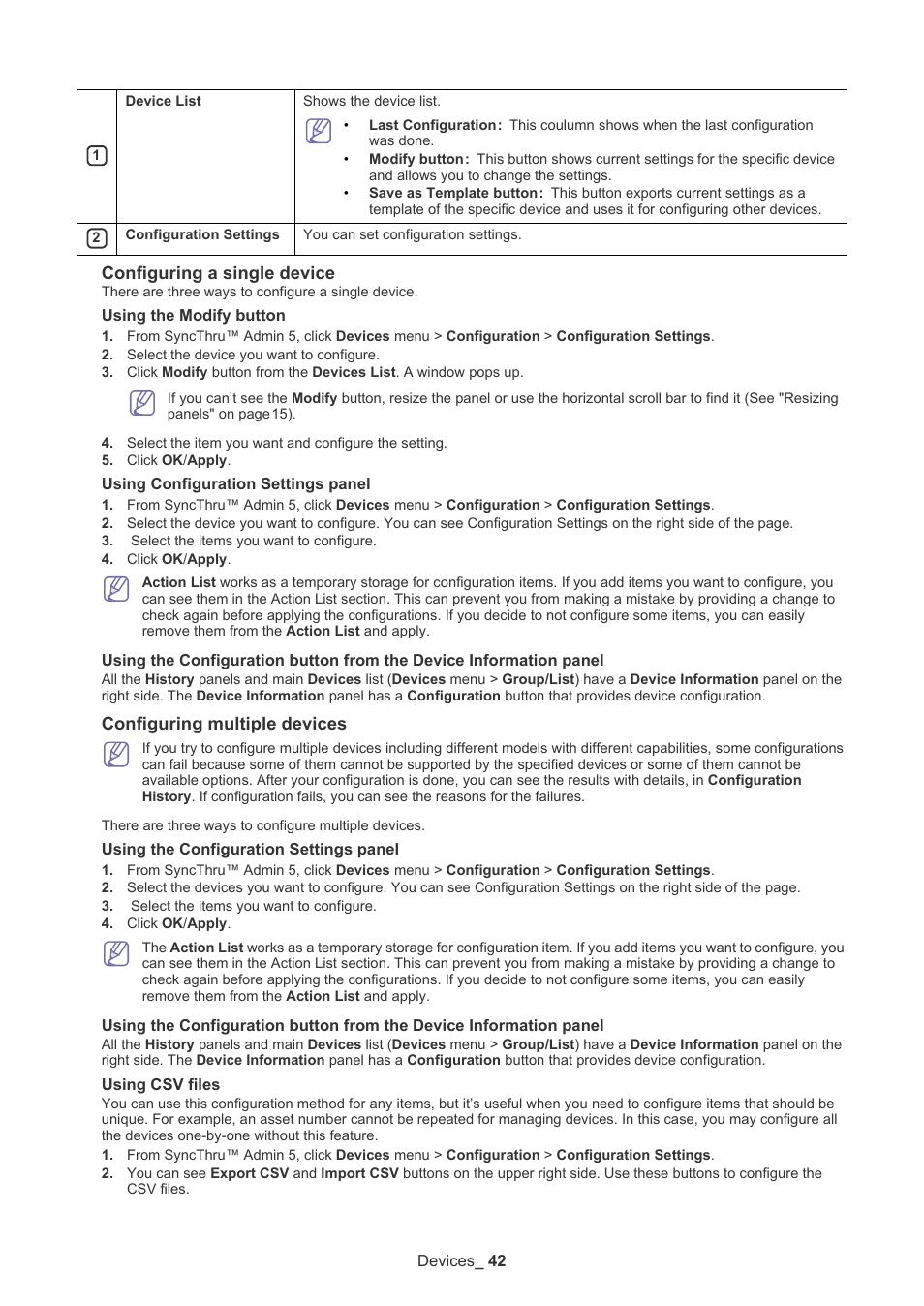 Configuring a single device, Configuring multiple devices | Samsung ML-3471ND-XAR User Manual | Page 42 / 111