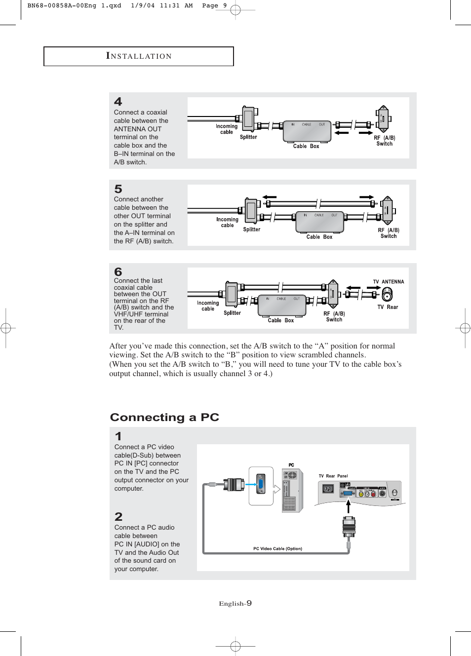 Connecting a pc | Samsung LTP1545PX-XAA User Manual | Page 14 / 68