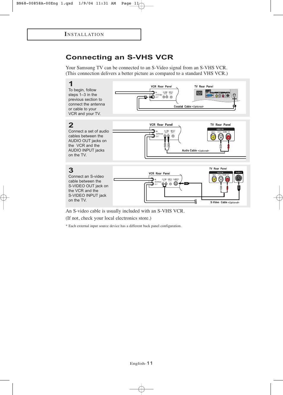 Connecting an s-vhs vcr | Samsung LTP1545PX-XAA User Manual | Page 16 / 68