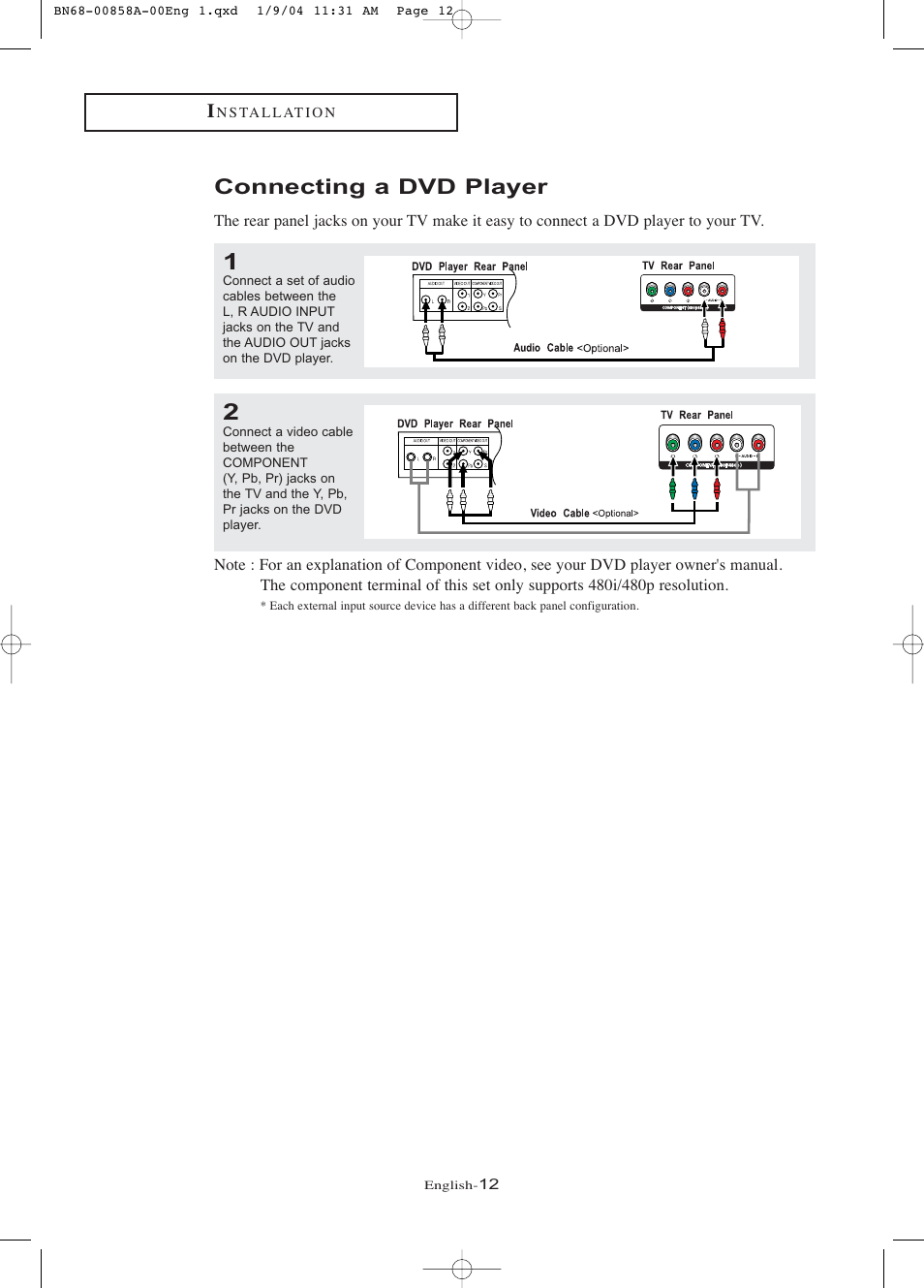 Connecting a dvd player | Samsung LTP1545PX-XAA User Manual | Page 17 / 68