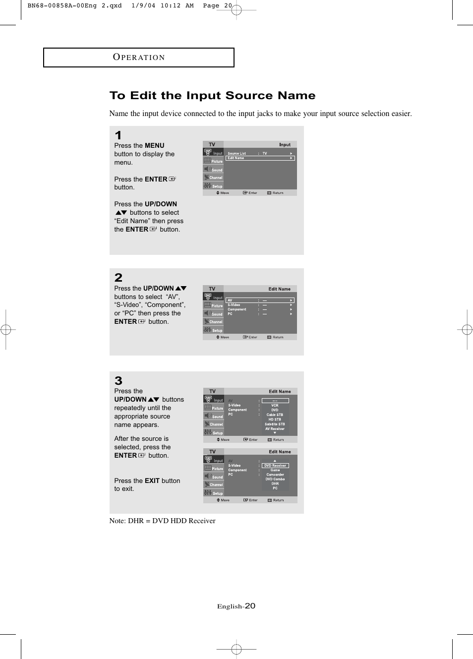 To edit the input source name | Samsung LTP1545PX-XAA User Manual | Page 25 / 68