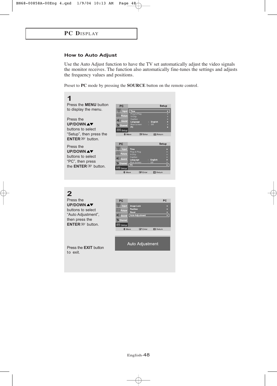 How to auto adjust, P c d | Samsung LTP1545PX-XAA User Manual | Page 53 / 68