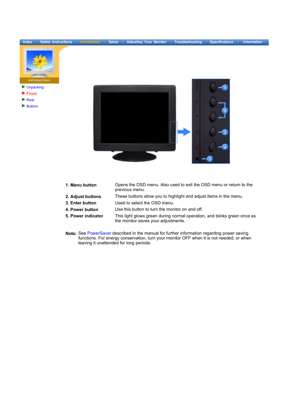 Front | Samsung LE17KUBLK User Manual | Page 9 / 50