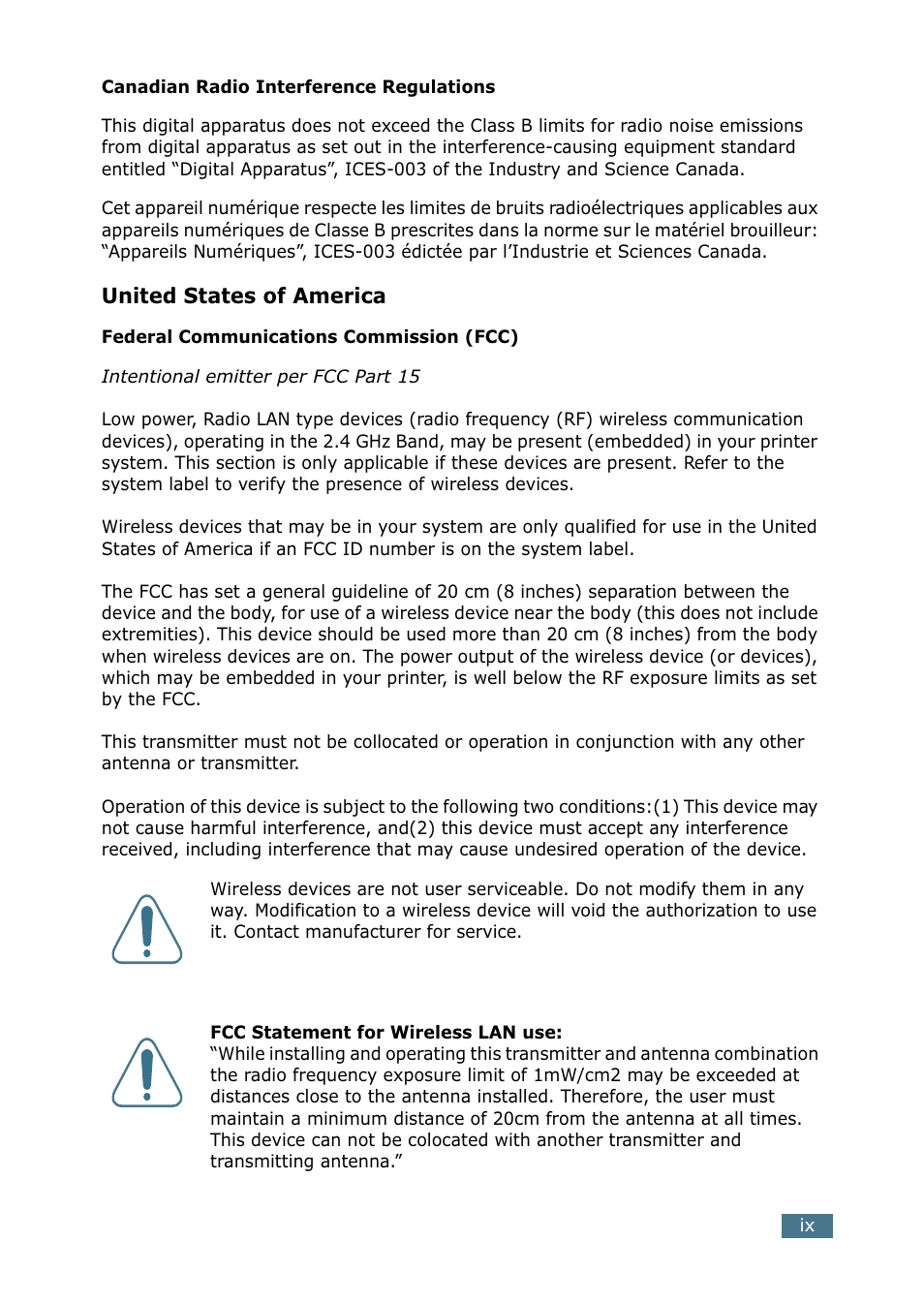 United states of america | Samsung ML-2151N-XBH User Manual | Page 10 / 233