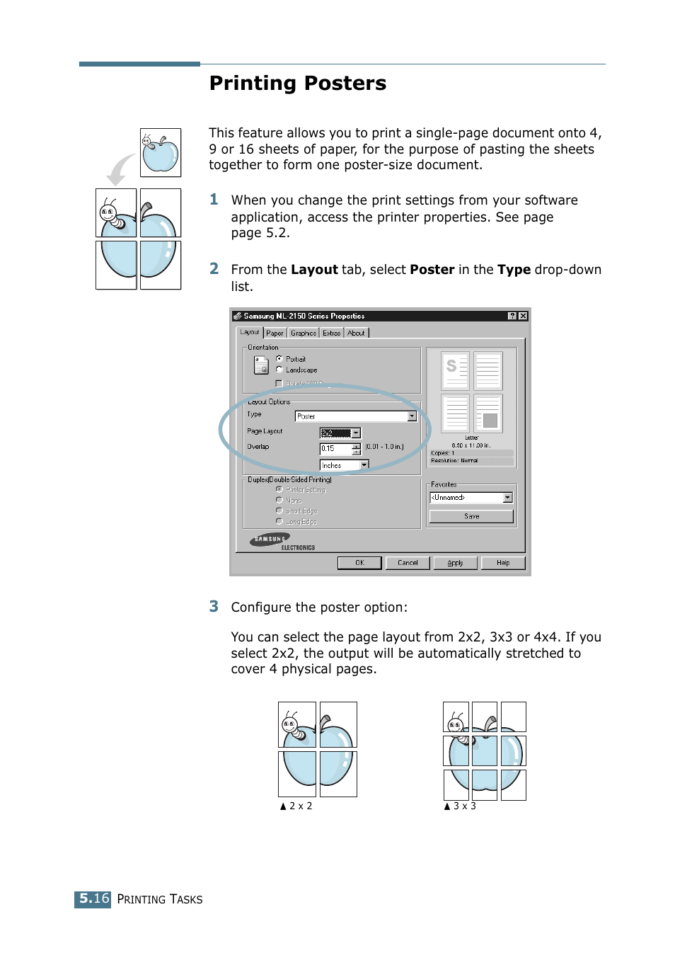 Printing posters | Samsung ML-2151N-XBH User Manual | Page 105 / 233