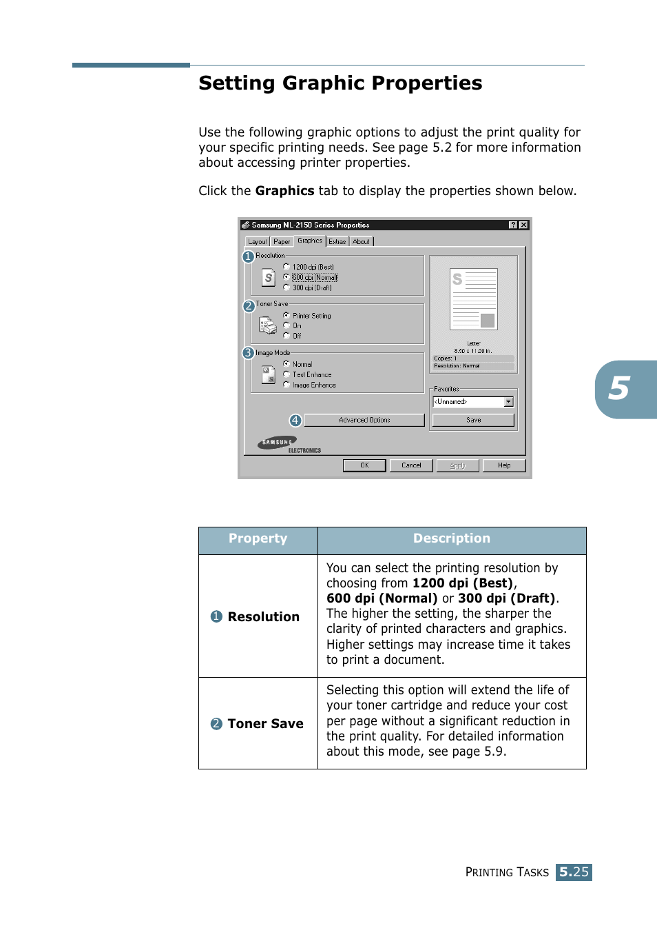 Setting graphic properties | Samsung ML-2151N-XBH User Manual | Page 114 / 233