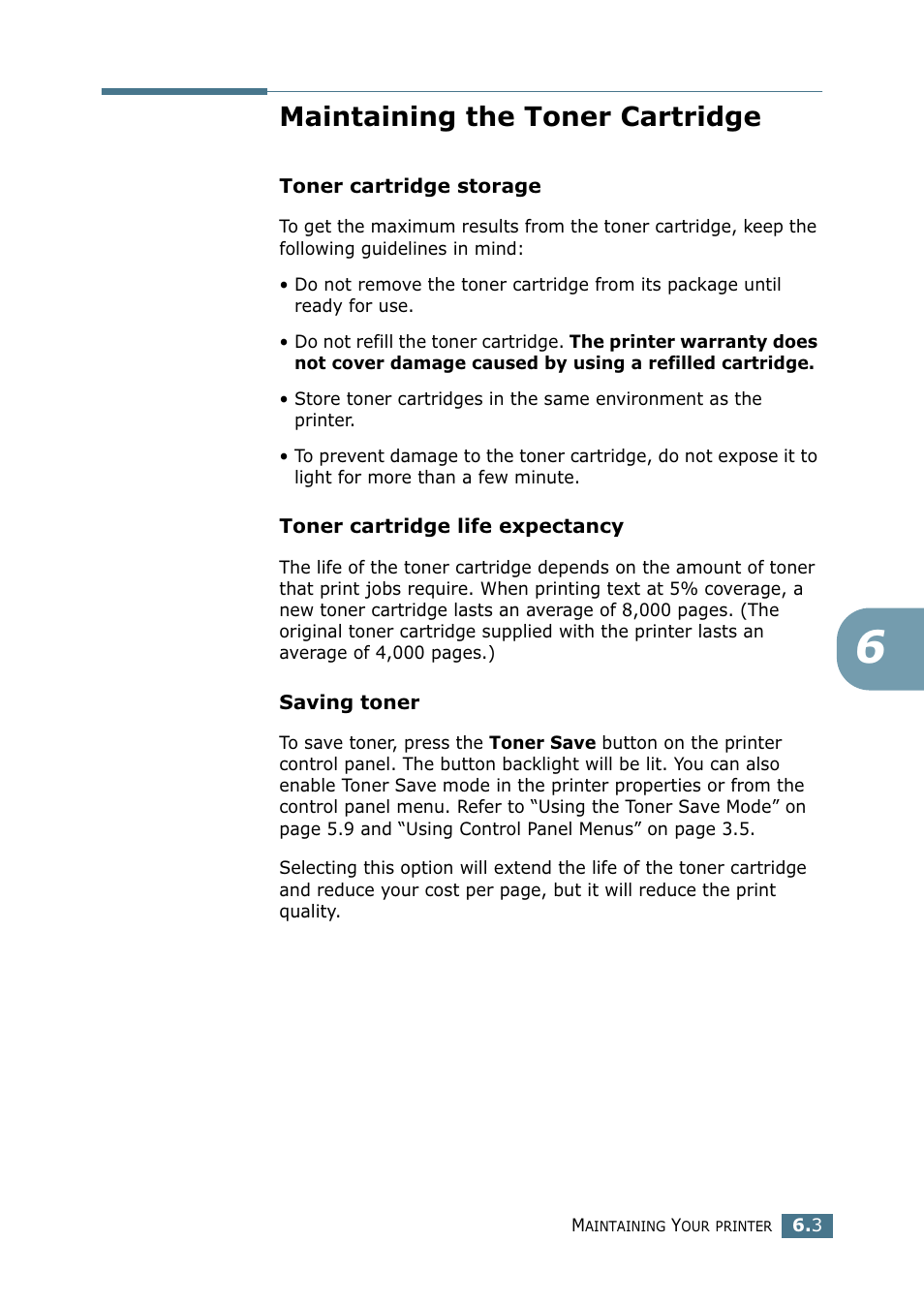 Maintaining the toner cartridge | Samsung ML-2151N-XBH User Manual | Page 120 / 233