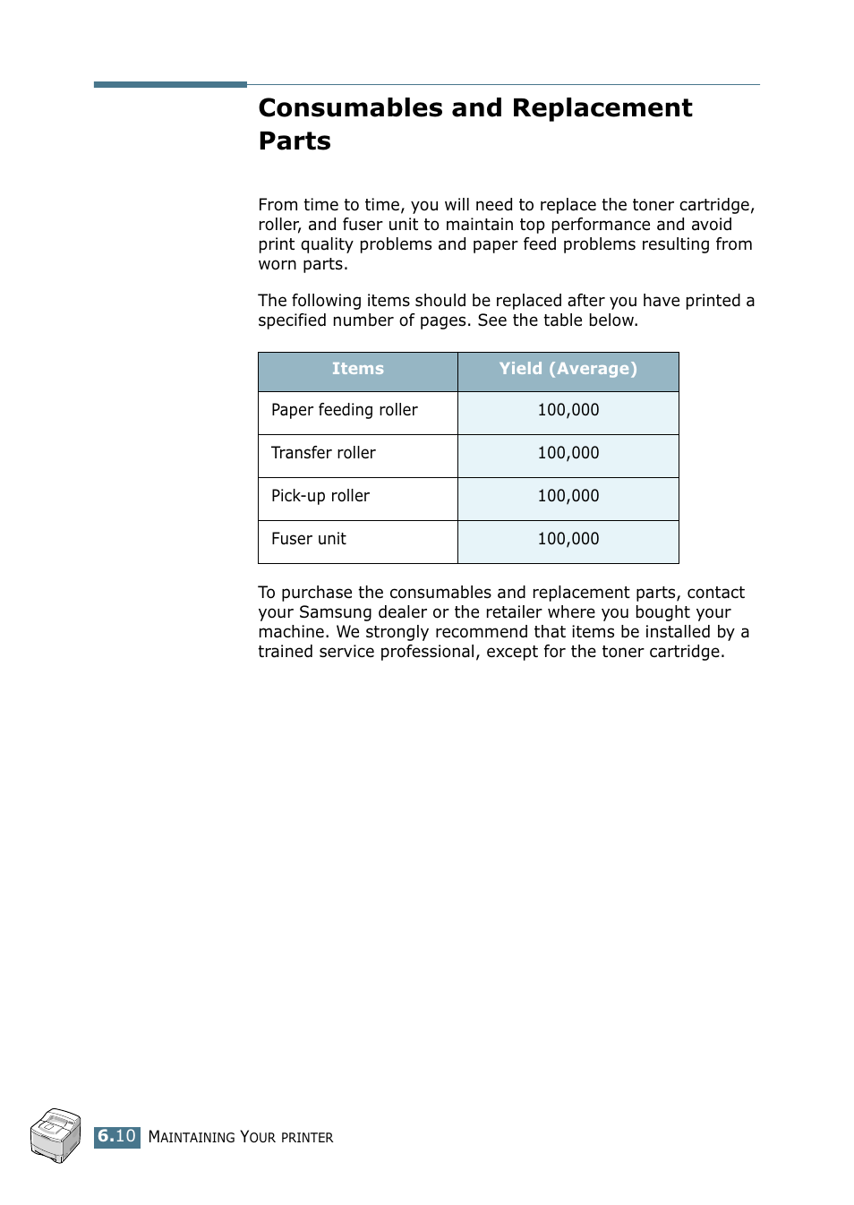 Consumables and replacement parts | Samsung ML-2151N-XBH User Manual | Page 127 / 233