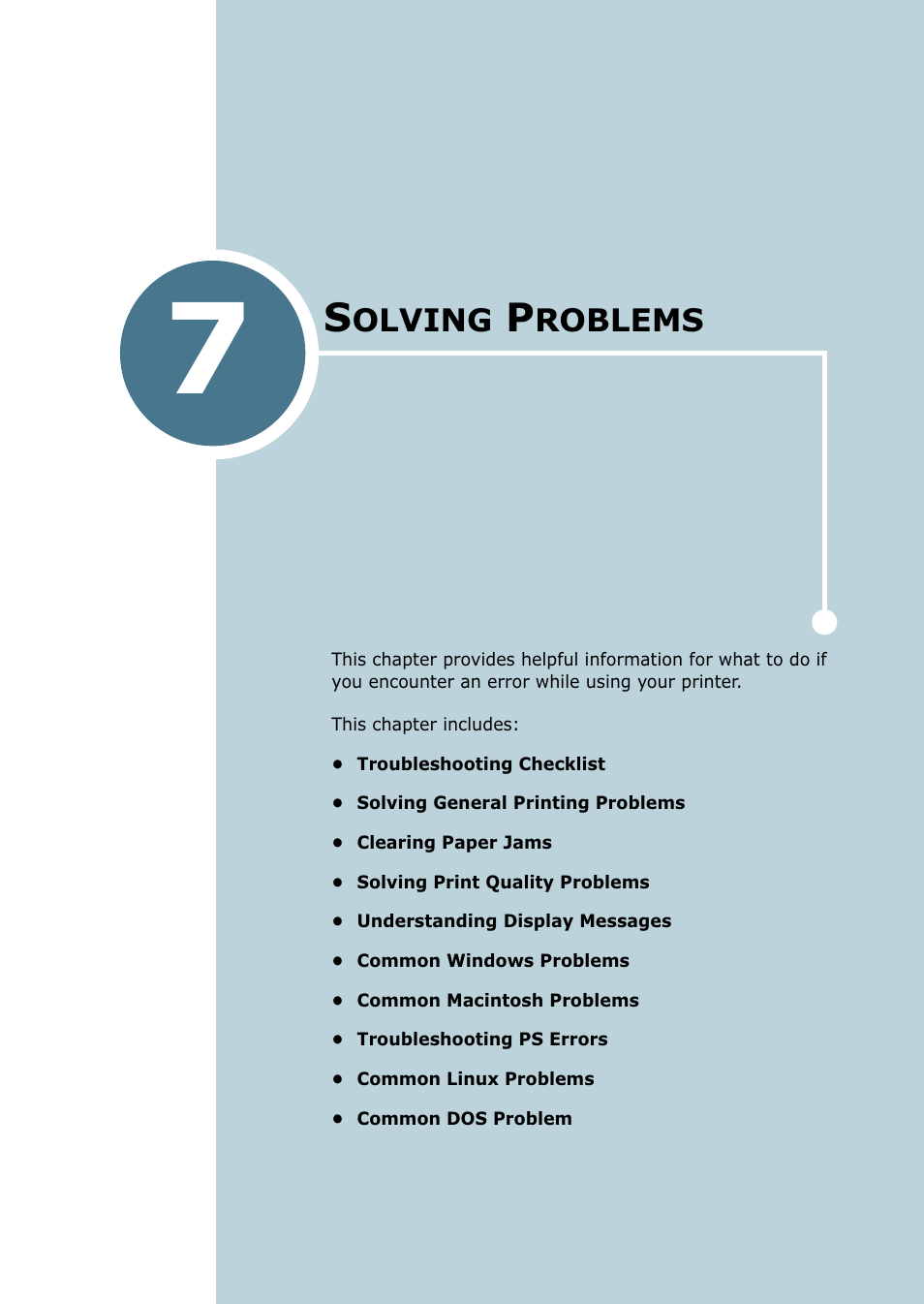 Solving problems, Chapter 7, Olving | Roblems | Samsung ML-2151N-XBH User Manual | Page 128 / 233