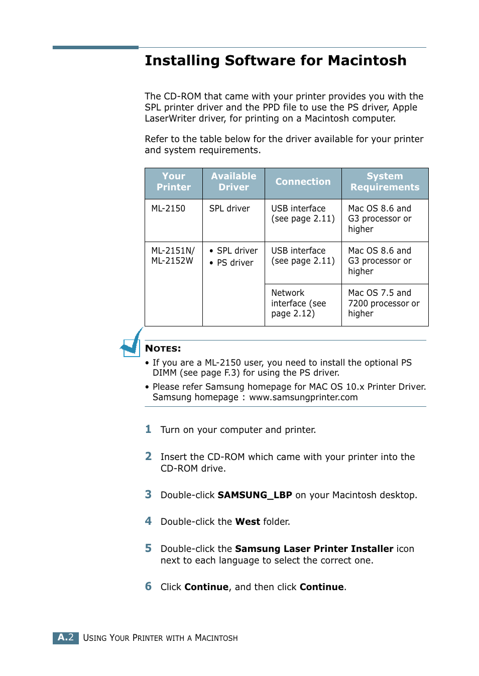 Installing software for macintosh | Samsung ML-2151N-XBH User Manual | Page 157 / 233