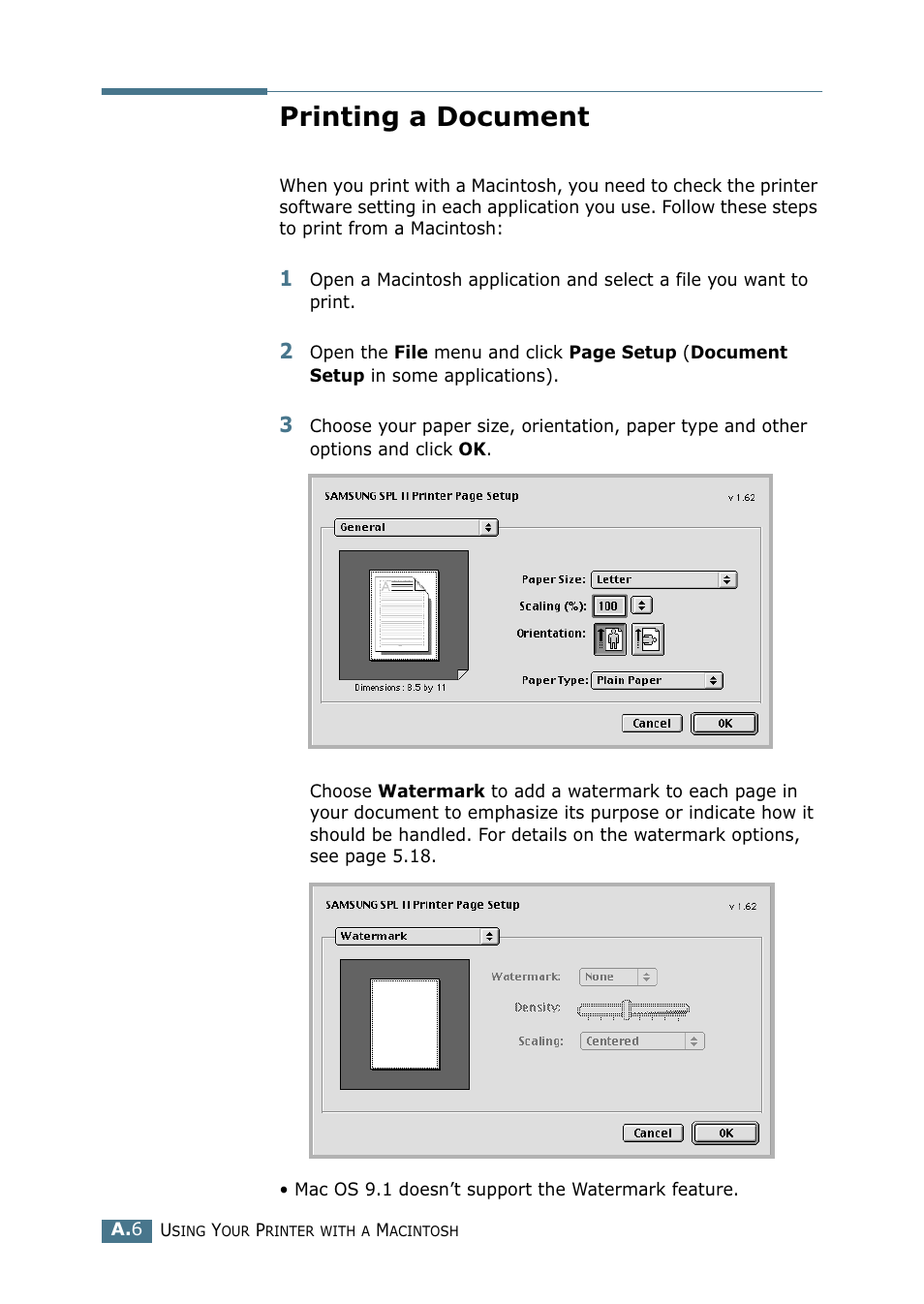 Printing a document | Samsung ML-2151N-XBH User Manual | Page 161 / 233