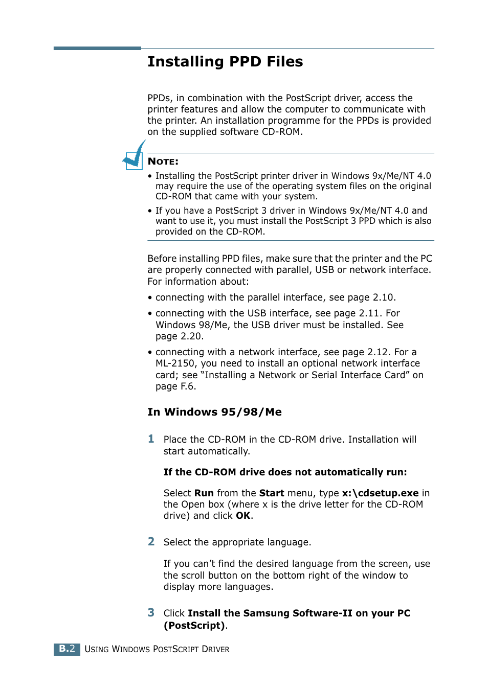 Installing ppd files | Samsung ML-2151N-XBH User Manual | Page 167 / 233