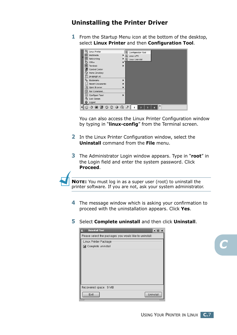 Uninstalling the printer driver | Samsung ML-2151N-XBH User Manual | Page 178 / 233