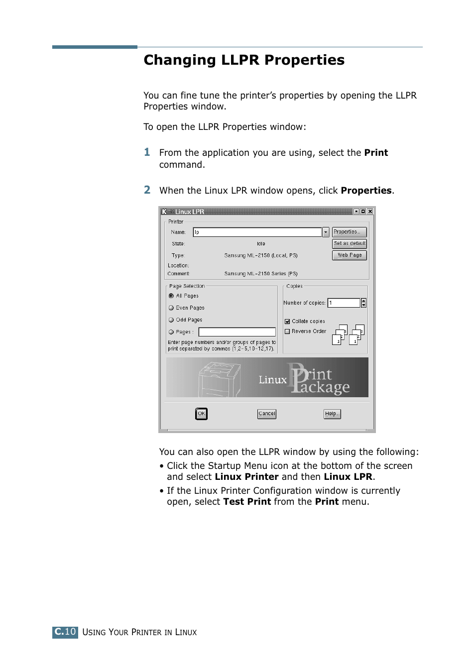 Changing llpr properties | Samsung ML-2151N-XBH User Manual | Page 181 / 233