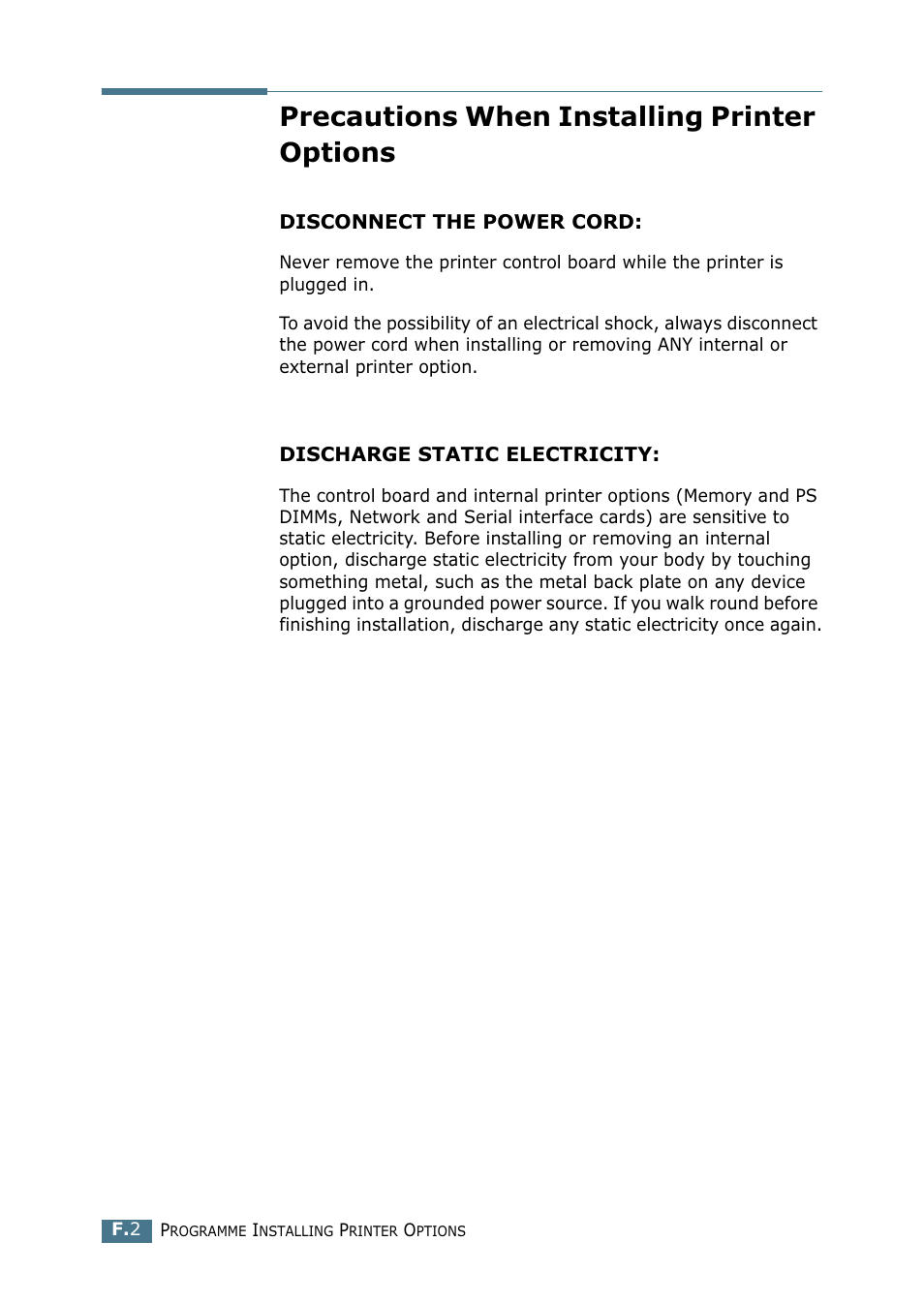 Precautions when installing printer options | Samsung ML-2151N-XBH User Manual | Page 209 / 233