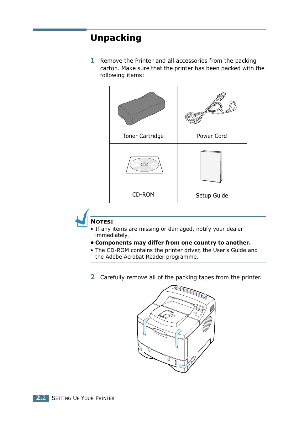 Unpacking | Samsung ML-2151N-XBH User Manual | Page 23 / 233