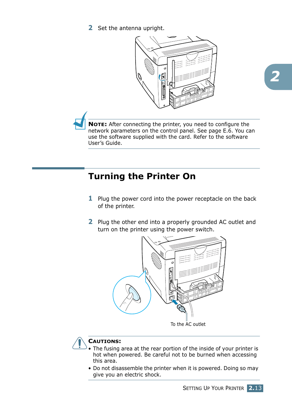 Turning the printer on | Samsung ML-2151N-XBH User Manual | Page 34 / 233