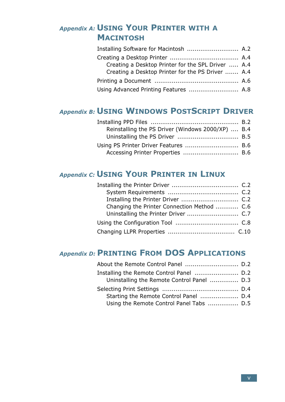 Dos a | Samsung ML-2151N-XBH User Manual | Page 6 / 233