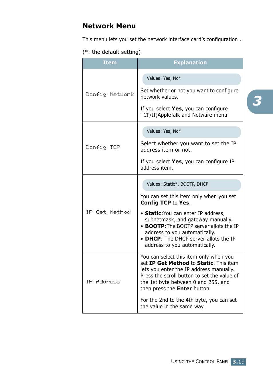 Network menu | Samsung ML-2151N-XBH User Manual | Page 62 / 233