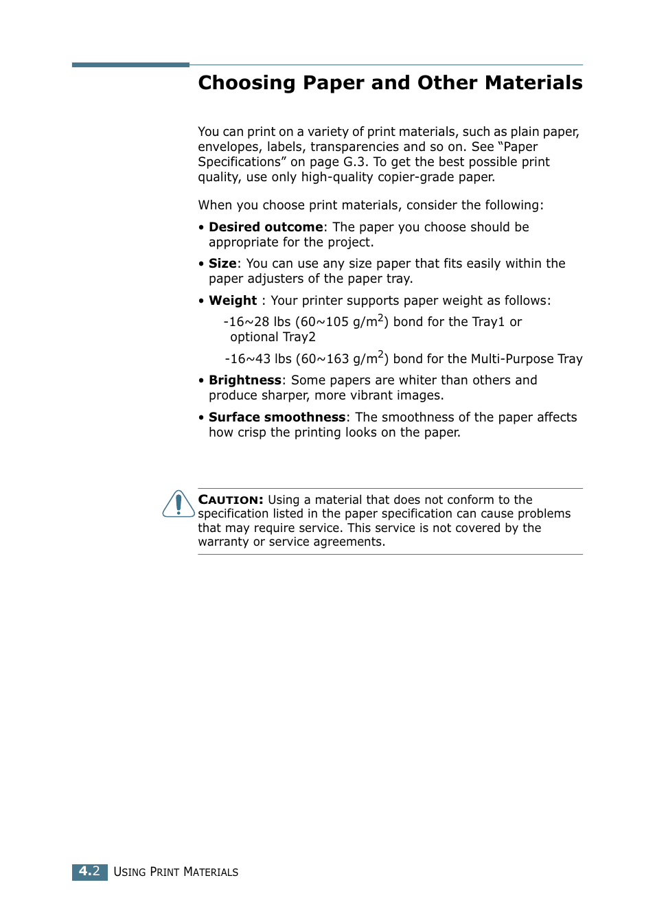 Choosing paper and other materials | Samsung ML-2151N-XBH User Manual | Page 67 / 233