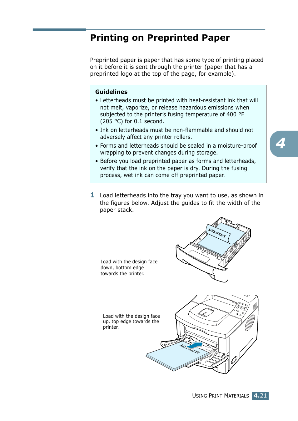 Printing on preprinted paper | Samsung ML-2151N-XBH User Manual | Page 86 / 233