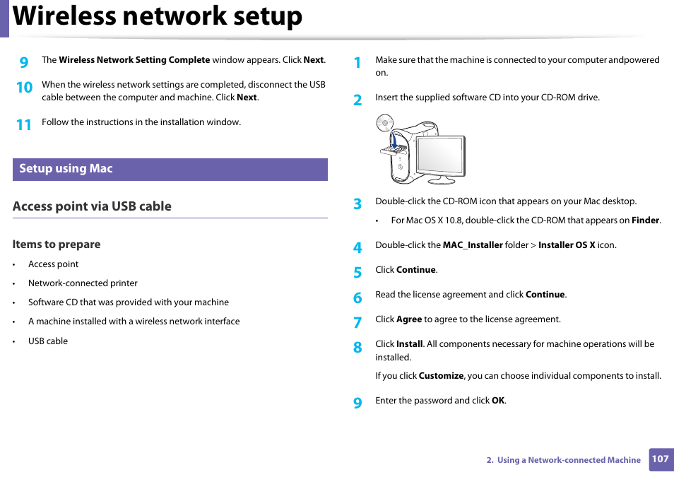 Wireless network setup | Samsung SL-M2020W-XAA User Manual | Page 107 / 199