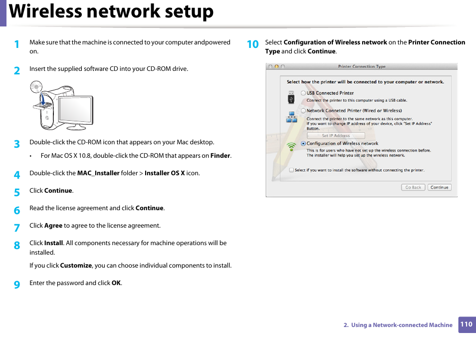 Wireless network setup | Samsung SL-M2020W-XAA User Manual | Page 110 / 199