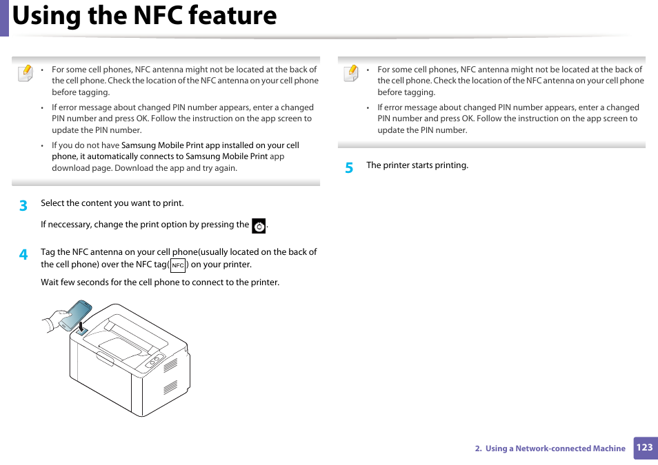 Using the nfc feature | Samsung SL-M2020W-XAA User Manual | Page 123 / 199