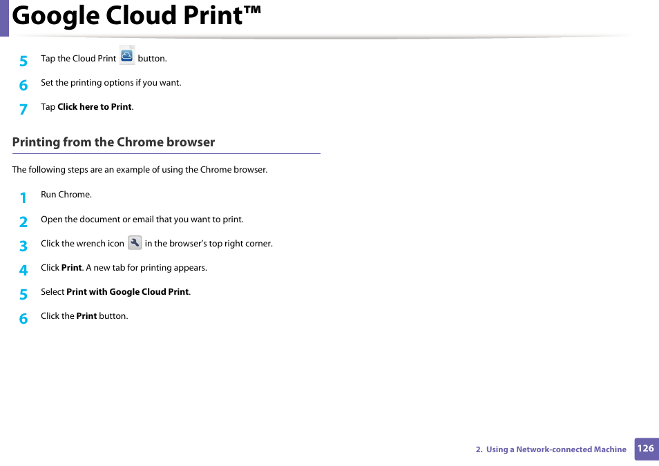 Google cloud print | Samsung SL-M2020W-XAA User Manual | Page 126 / 199