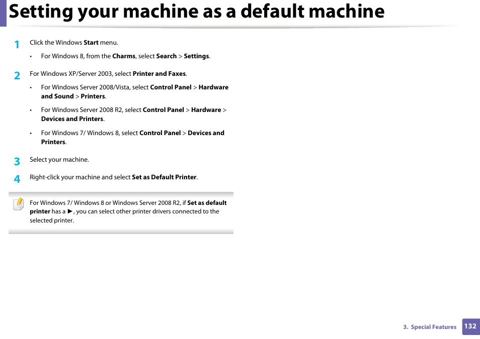 Setting your machine as a default machine | Samsung SL-M2020W-XAA User Manual | Page 132 / 199