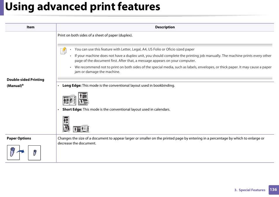 Using advanced print features | Samsung SL-M2020W-XAA User Manual | Page 136 / 199