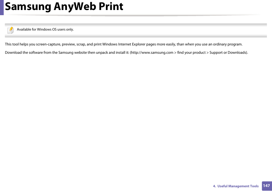 Samsung anyweb print | Samsung SL-M2020W-XAA User Manual | Page 147 / 199