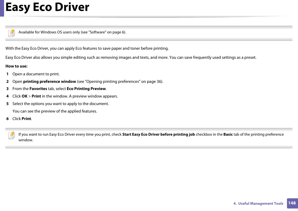 Easy eco driver | Samsung SL-M2020W-XAA User Manual | Page 148 / 199