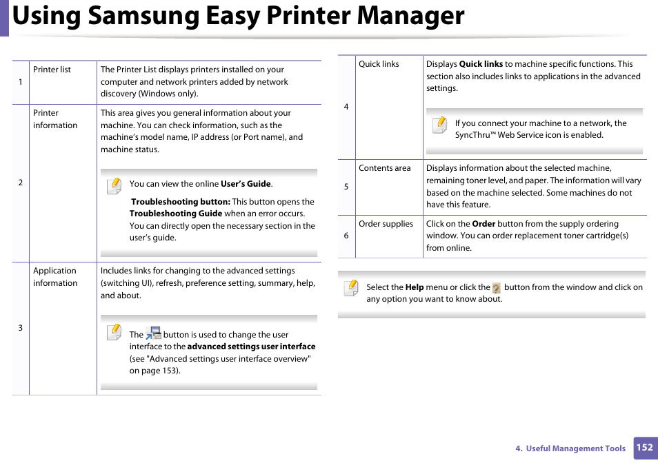 Using samsung easy printer manager | Samsung SL-M2020W-XAA User Manual | Page 152 / 199