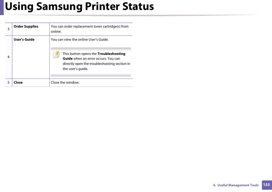 Using samsung printer status | Samsung SL-M2020W-XAA User Manual | Page 155 / 199