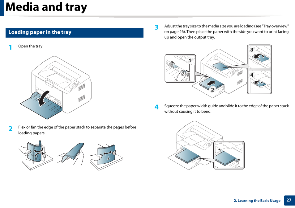 Media and tray | Samsung SL-M2020W-XAA User Manual | Page 27 / 199