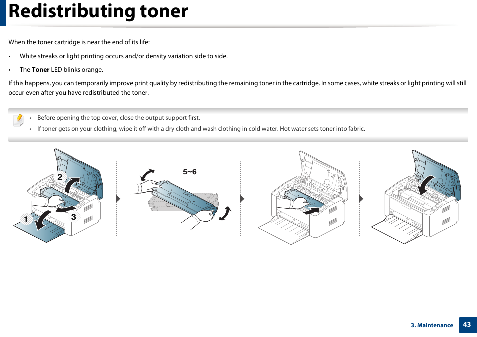 Redistributing toner | Samsung SL-M2020W-XAA User Manual | Page 43 / 199