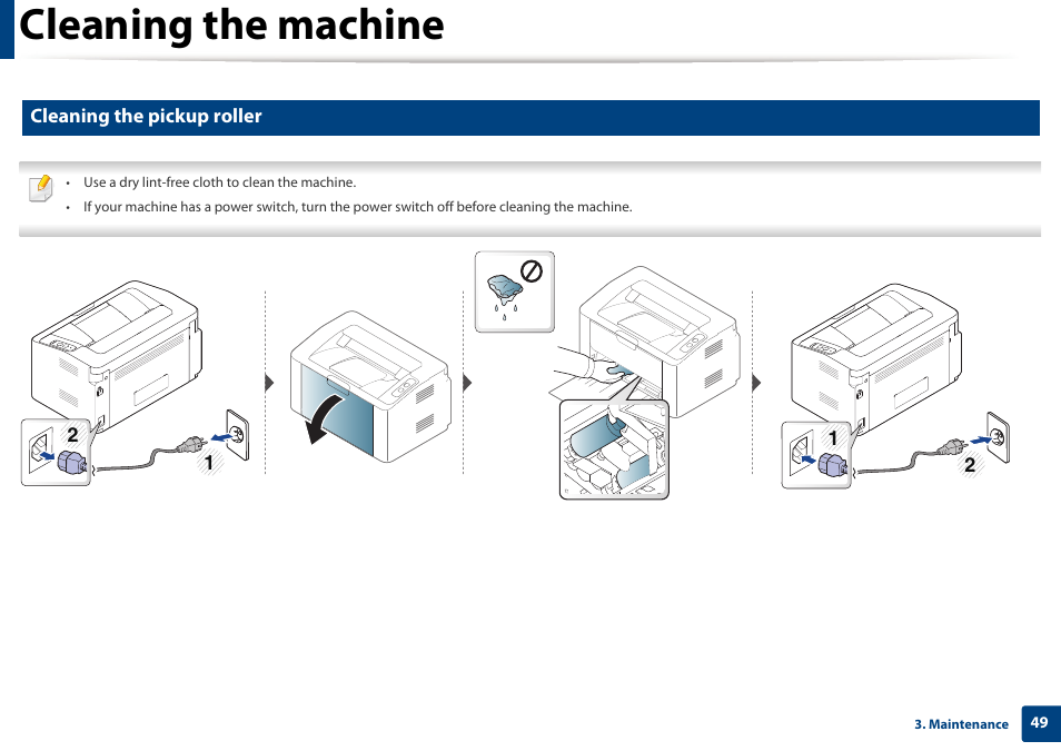 Cleaning the machine | Samsung SL-M2020W-XAA User Manual | Page 49 / 199