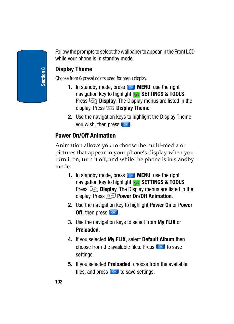 Display theme, Power on/off animation | Samsung SCH-A950WRVXAR User Manual | Page 102 / 196