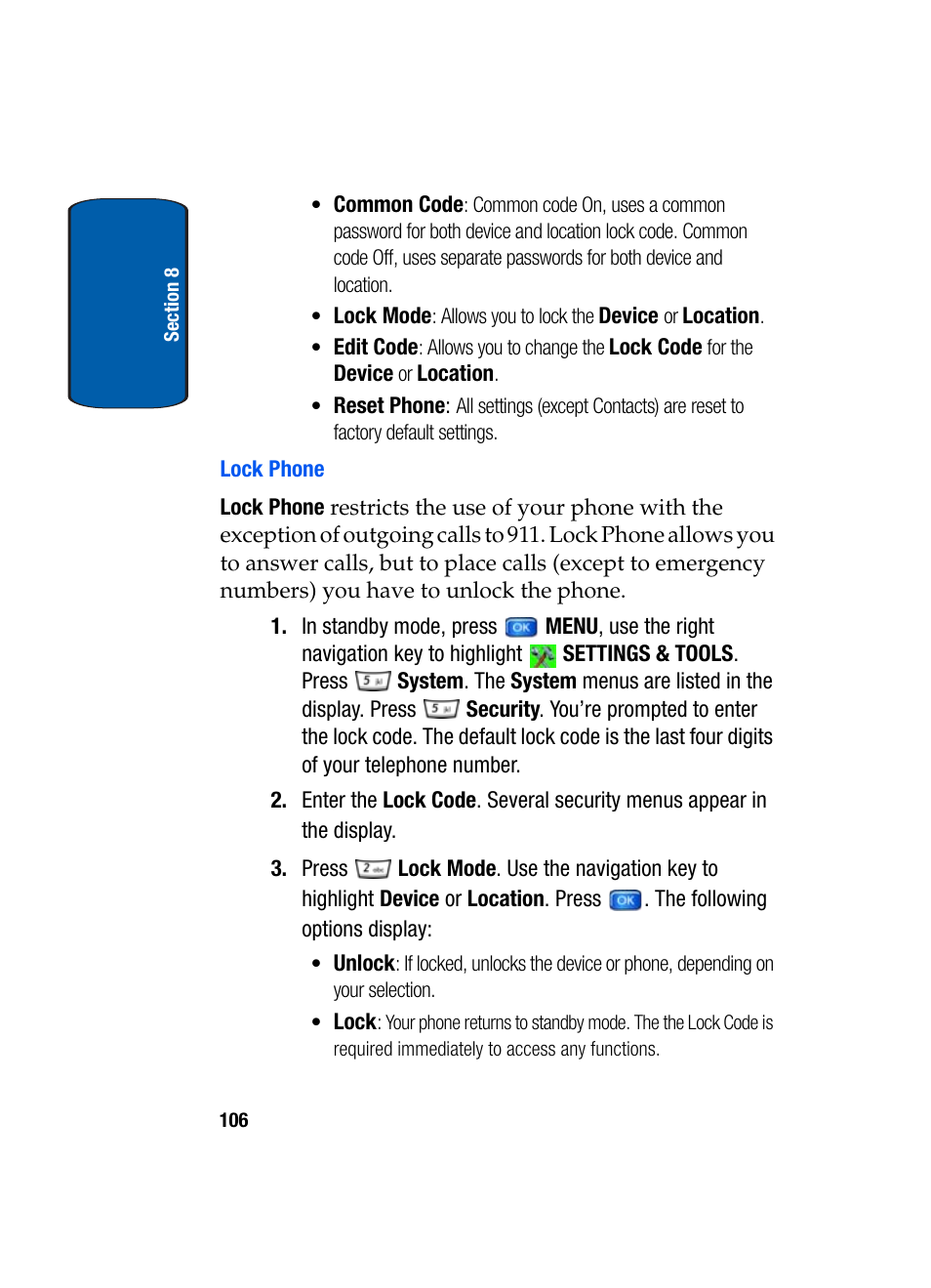 Lock phone | Samsung SCH-A950WRVXAR User Manual | Page 106 / 196