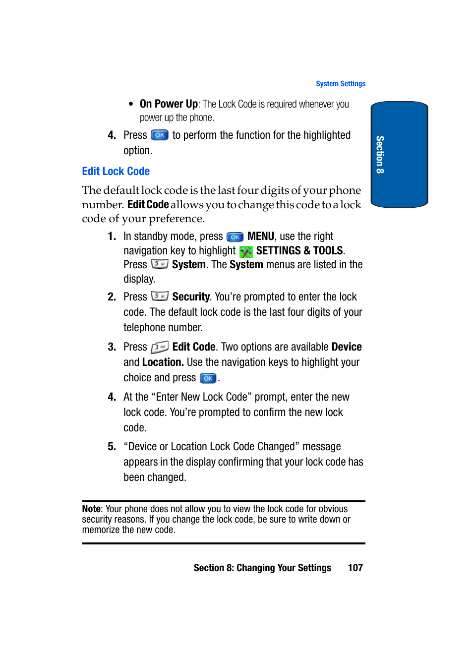 Edit lock code | Samsung SCH-A950WRVXAR User Manual | Page 107 / 196