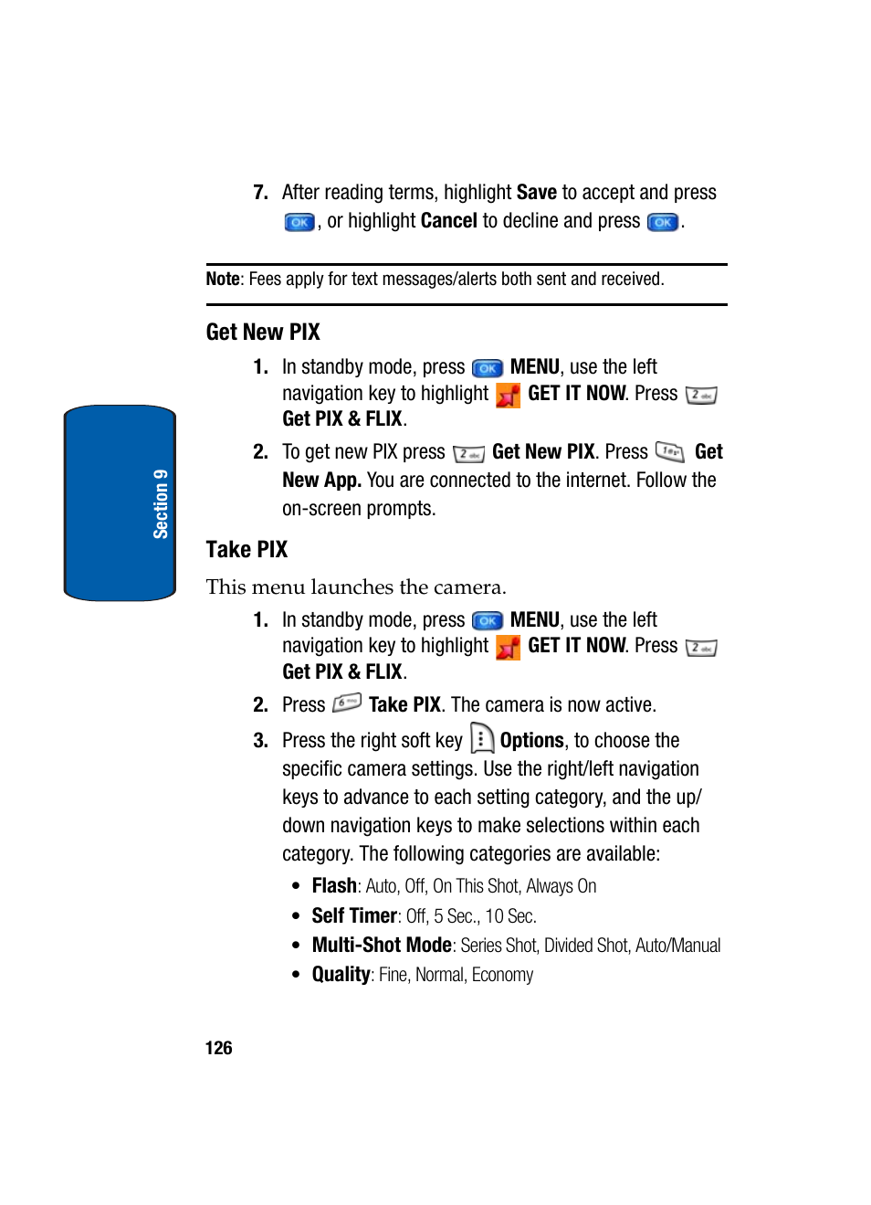 Get new pix, Take pix | Samsung SCH-A950WRVXAR User Manual | Page 126 / 196
