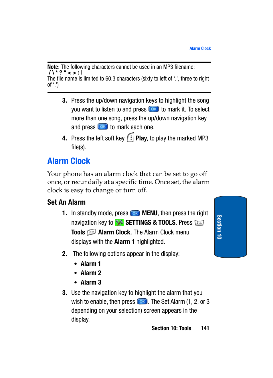 Alarm clock, Set an alarm | Samsung SCH-A950WRVXAR User Manual | Page 141 / 196