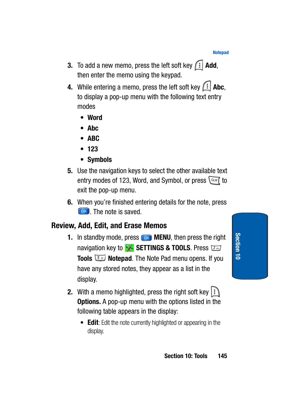 Review, add, edit, and erase memos | Samsung SCH-A950WRVXAR User Manual | Page 145 / 196