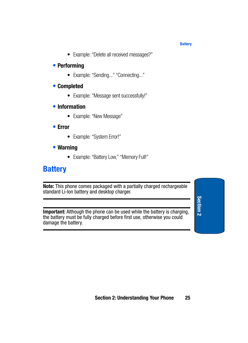 Battery | Samsung SCH-A950WRVXAR User Manual | Page 25 / 196