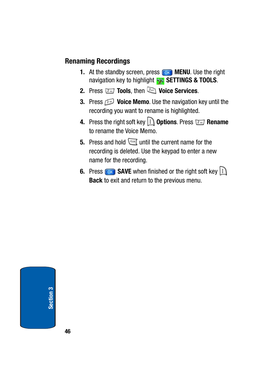 Renaming recordings | Samsung SCH-A950WRVXAR User Manual | Page 46 / 196