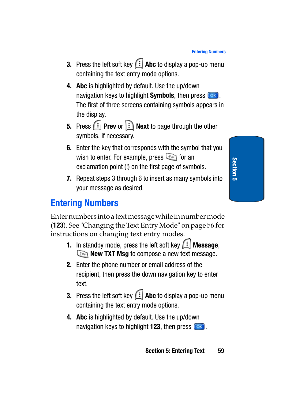 Entering numbers | Samsung SCH-A950WRVXAR User Manual | Page 59 / 196